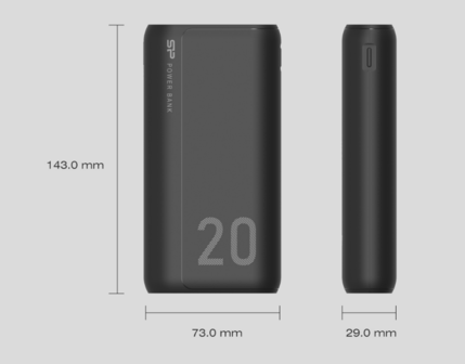 Powerbank - Powerbank 20000 mah - Powerbanks - GS15 - Wit_afmetingen