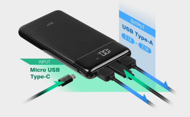 Powerbank - Powerbank 10000 mah - Powerbanks - GP28 - Zwart